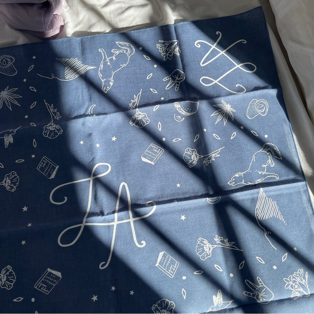 21” square Los Angeles blue bandana. New condition. First photo shows true color